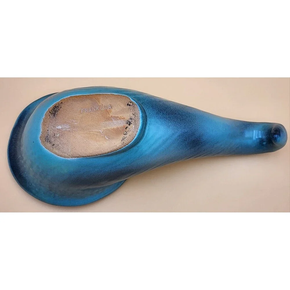 Frankoma Pottery ~ Beautiful Blue Cornucopia Horn